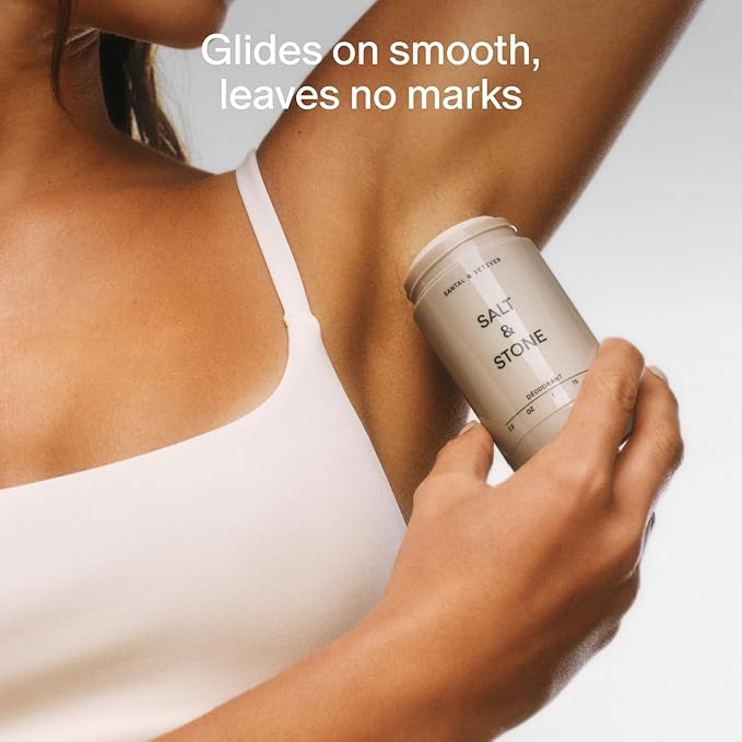 SALT & STONE Aluminum Free Deodorant | Extra Strength 48 Hour Protection for Women & Men | Made with Seaweed Extracts, Niacinamide & Prebiotics (Saffron & Cedar)