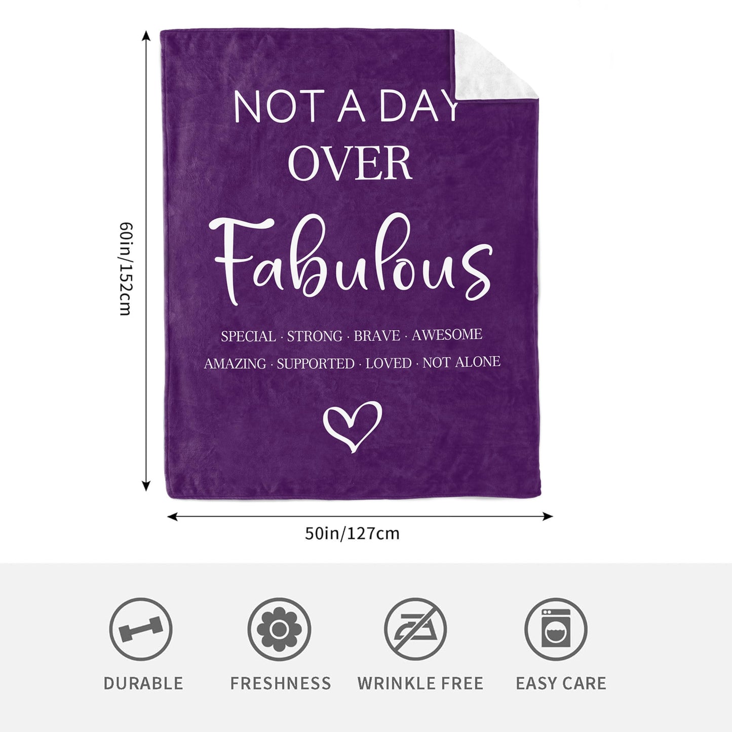Linxher Gifts for Women, Birthday Gifts for Women Friendship, Sister/Mom/Best Friend Birthday Gift Idea, Unique Birthday Gifts for Her, Purple Throw Blanket 60” x 50”, Not a Day Over Fabulous Gifts