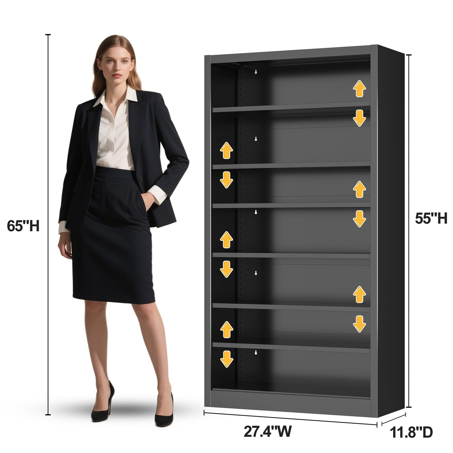VASAAOSD Shoe Rack for Entryway, 7-Tier Shoe Cabinet with Adjustable Shelves, Freestanding Shoe Organizer, Black Shoe Storage Cabinet for Entrance, Hallway, Living Room