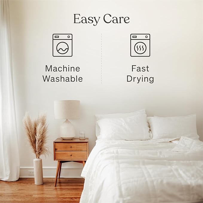 Baloo Weighted Blanket for Adults 20 lb (Pebble White, 80"x87") | Cool & 100% Cotton | Machine Washable & Dryer Safe | Glass Microbead Fill