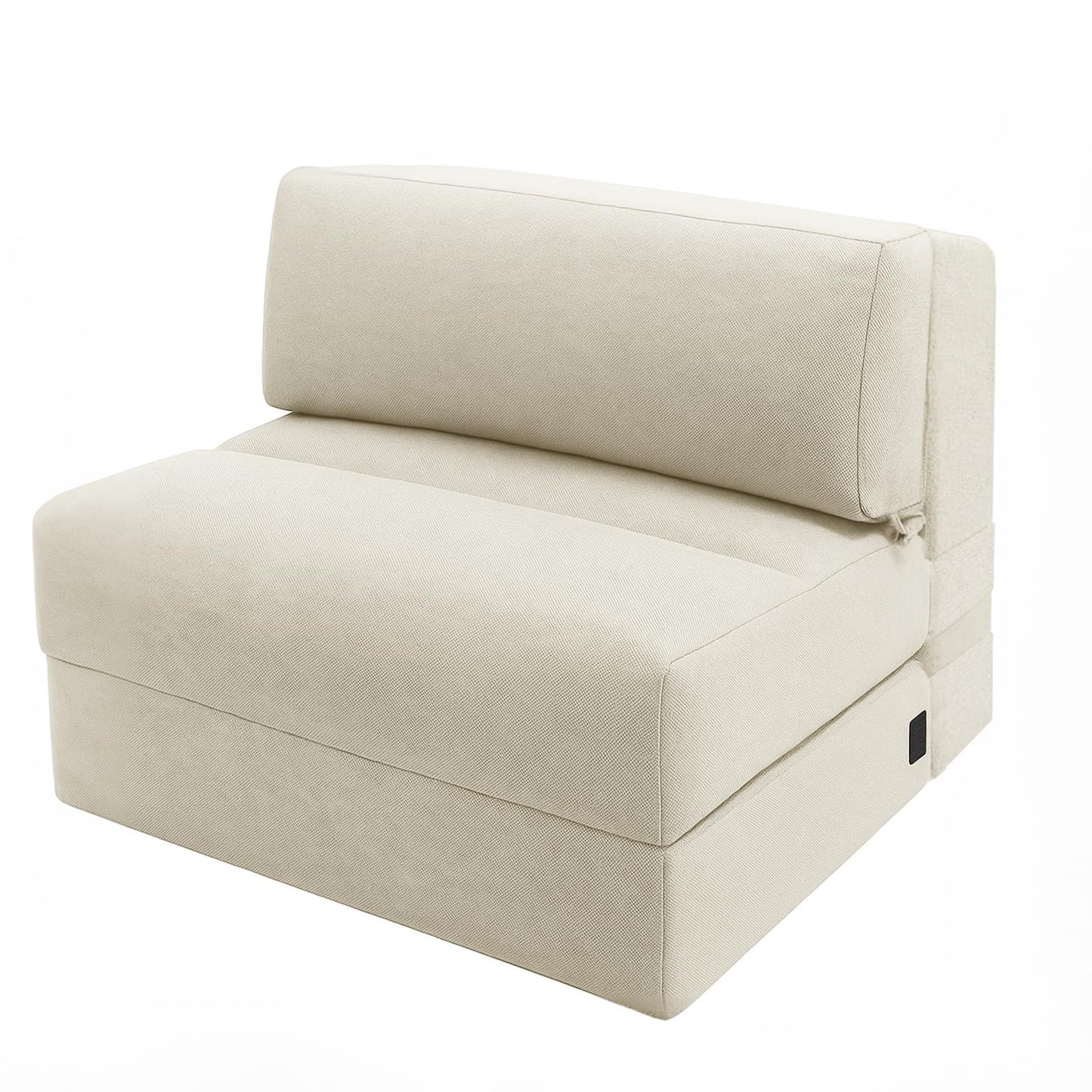 ZonLi Folding Sofa Bed,Convertible Futon Sofa Bed Mattress Sleeper Chair Single Size,Memory Foam Futon Sofa Couch with Washable Cover,for Living Room,Dorm (Beige, Single)