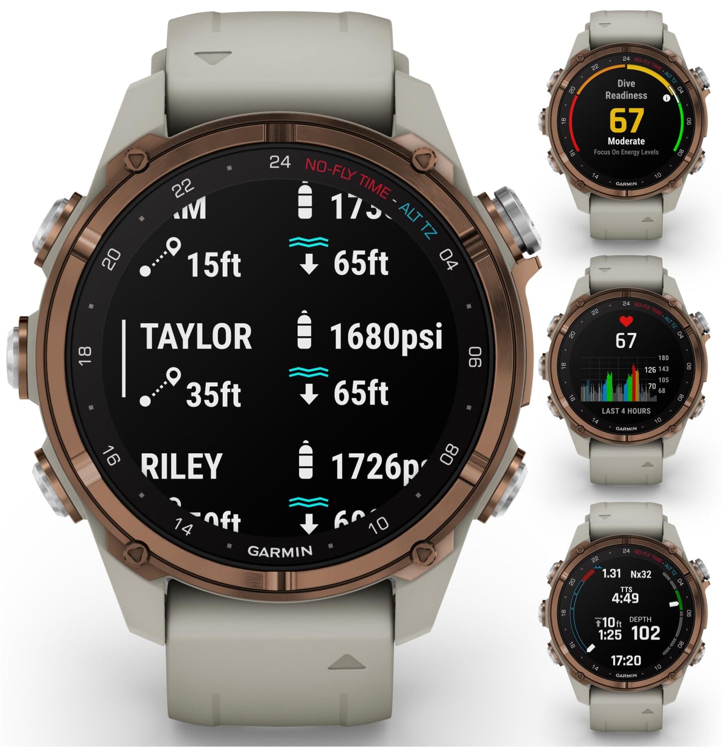 Wearable4U Garmin Descent Mk3 & Mk3I 51 Mm & 43 Mm W/T2 Transceiver: Titanium Dive Computer +Extra-Long Strap | Up To 25 Days Ba