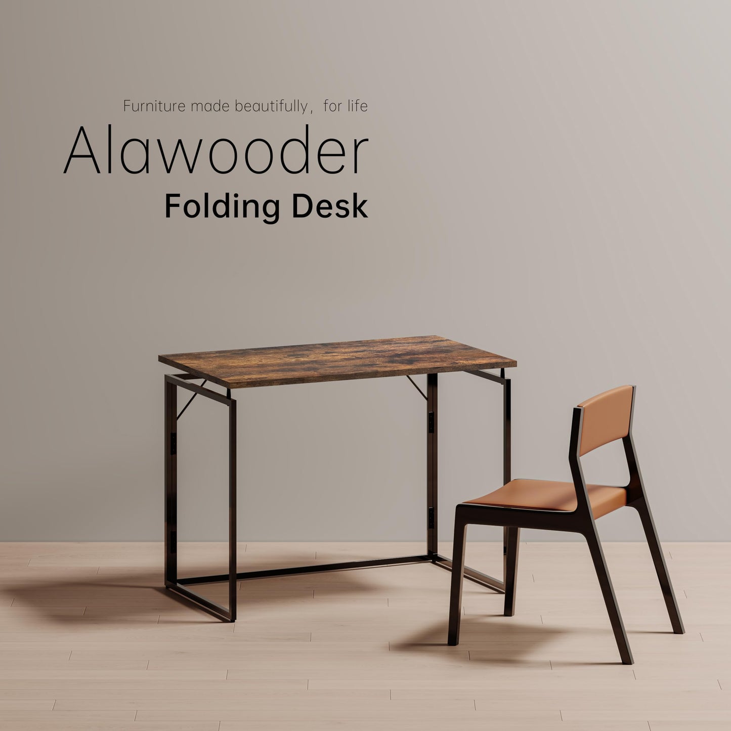 alawooder Folding Desk 30 Inch - No Assembly Small Foldable Desk for Small Space Minimalist, Space Saving Collapsible Compact Desks Portable Table for Craft, Writing, Study and Work