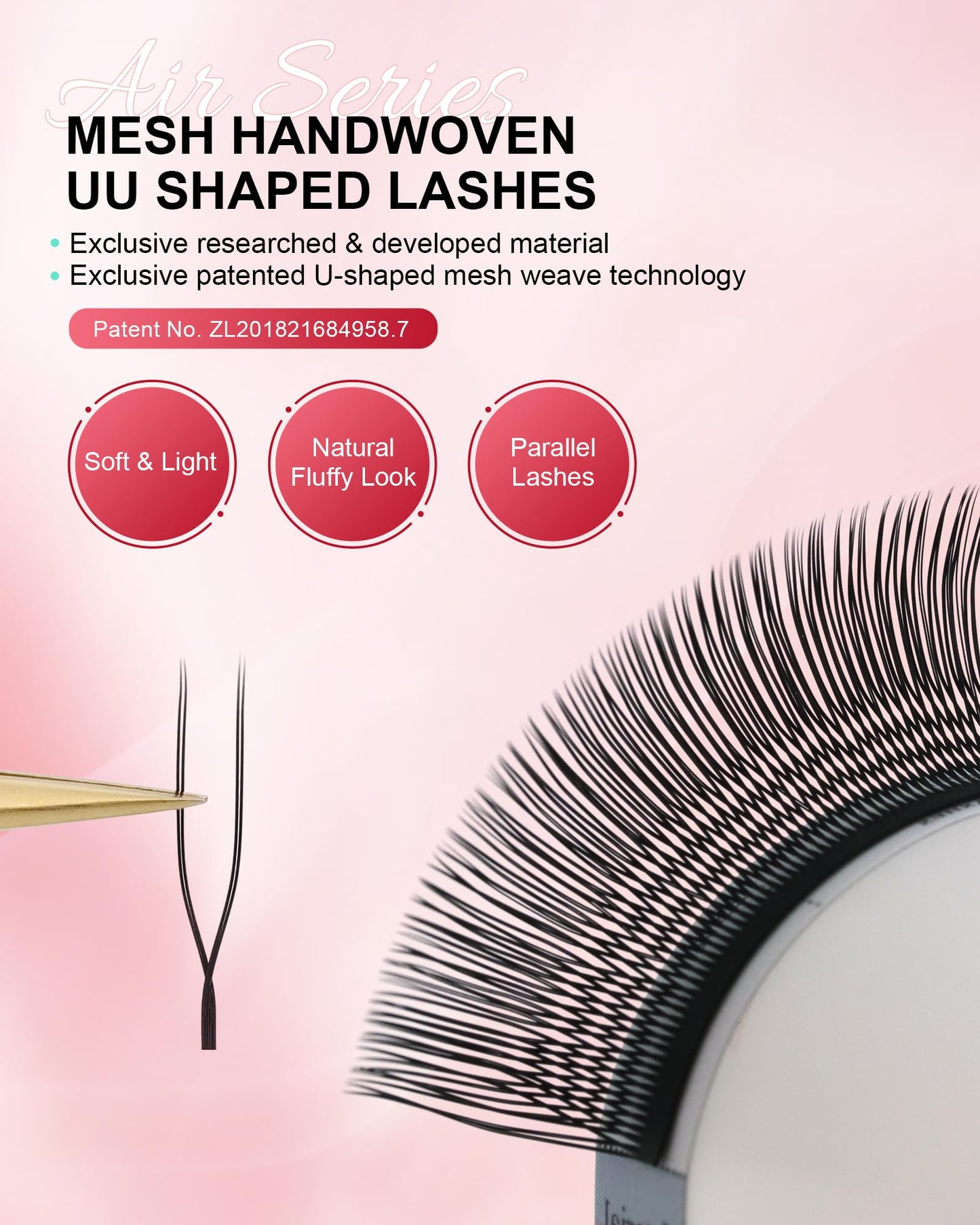 NAGARAKU U Eyelash Extensions Supplies 2D UU Lash Easy Fan Russian Volume Crisscross Eyelashes Handwoven U Shaped Mesh Wispy Clu