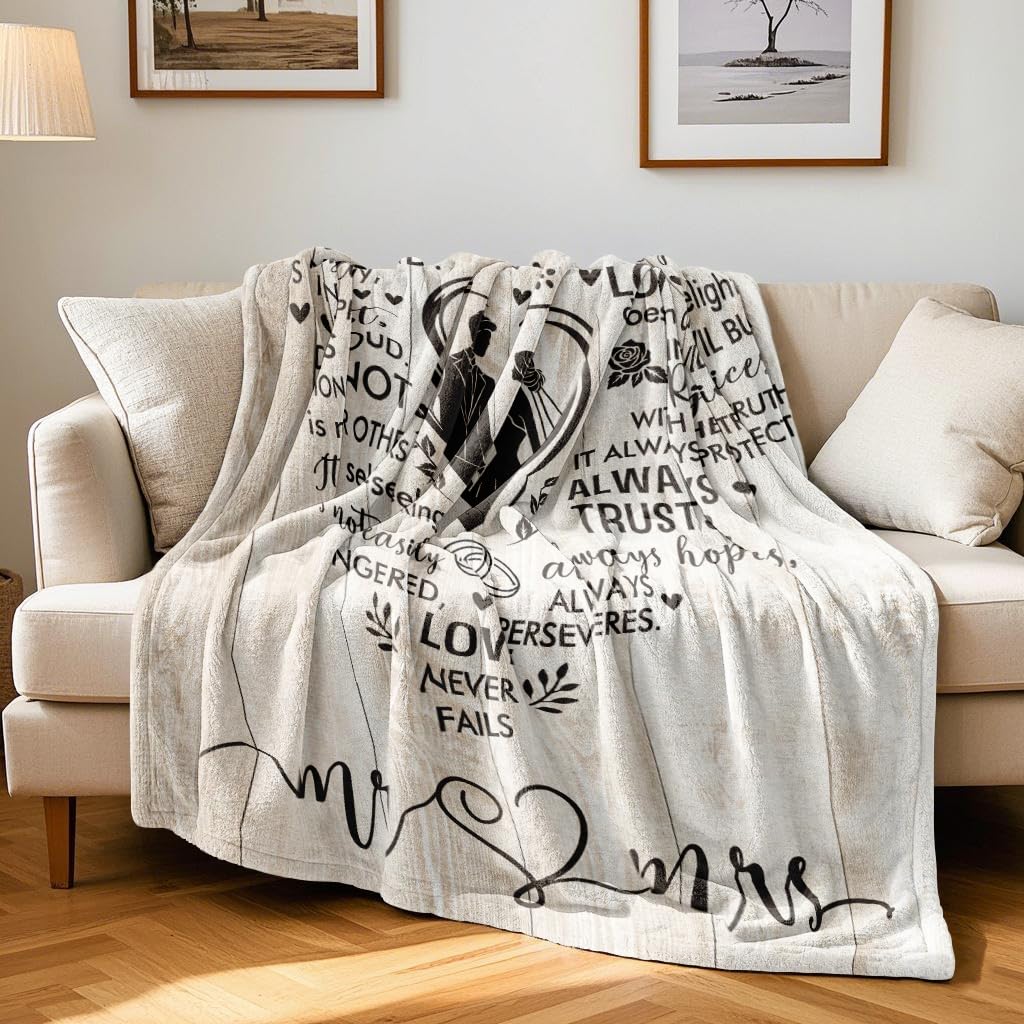 Kazdan Wedding Gifts for Couples 2025 Blanket, Bridal Shower Gifts, Engagement Gifts for Couples, Newlyweds, Bridal Shower Gifts for Bride to Be, Anniversary Mr and Mr Throw Blanket 50"x60"