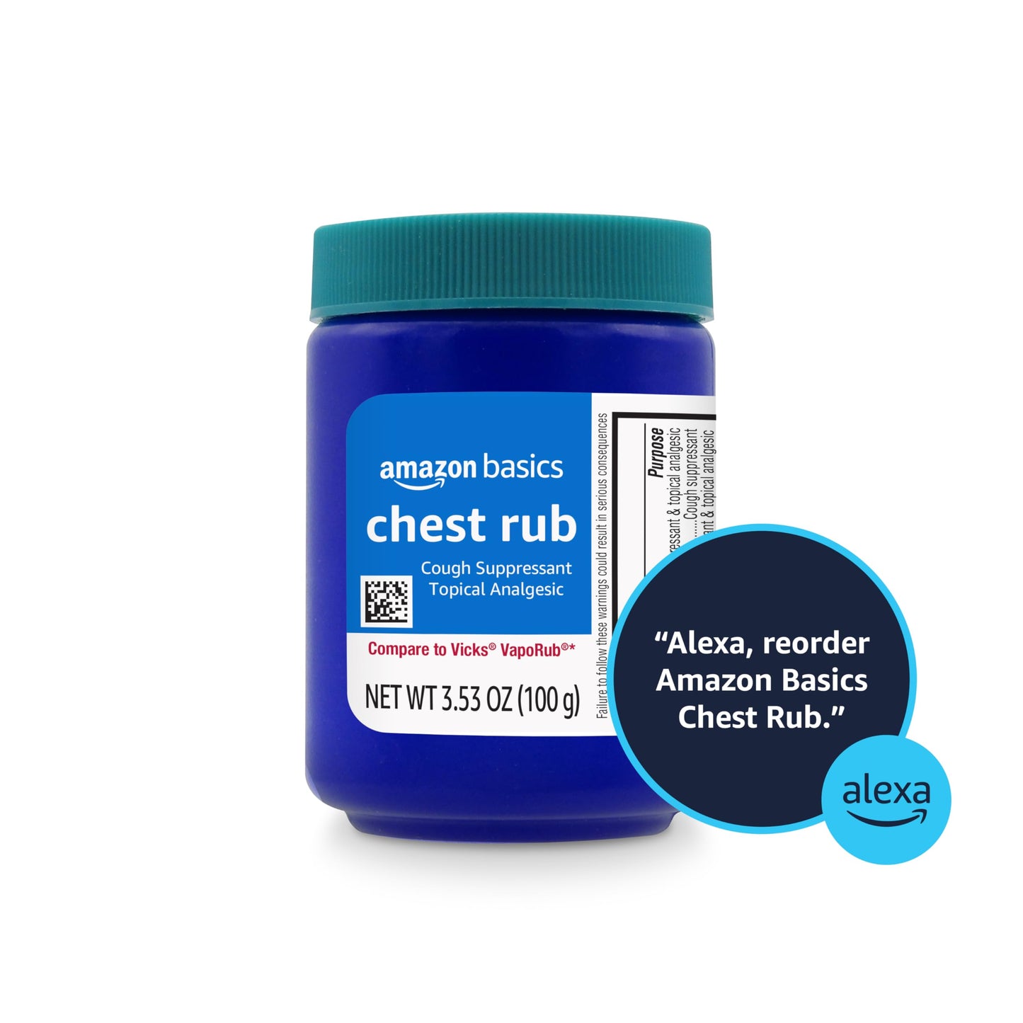 Amazon Basics Chest Rub Cough Suppressant and Topical Analgesic Ointment, 3.53 Ounce (Pack of 6)
