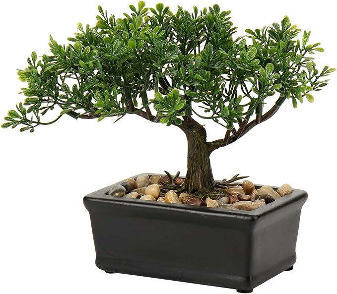 Artificial Bonsai Tree Juniper Faux Plants Indoor Small Fake Plants Decor with Ceramic Pots for Home Table Office Desk Bat...