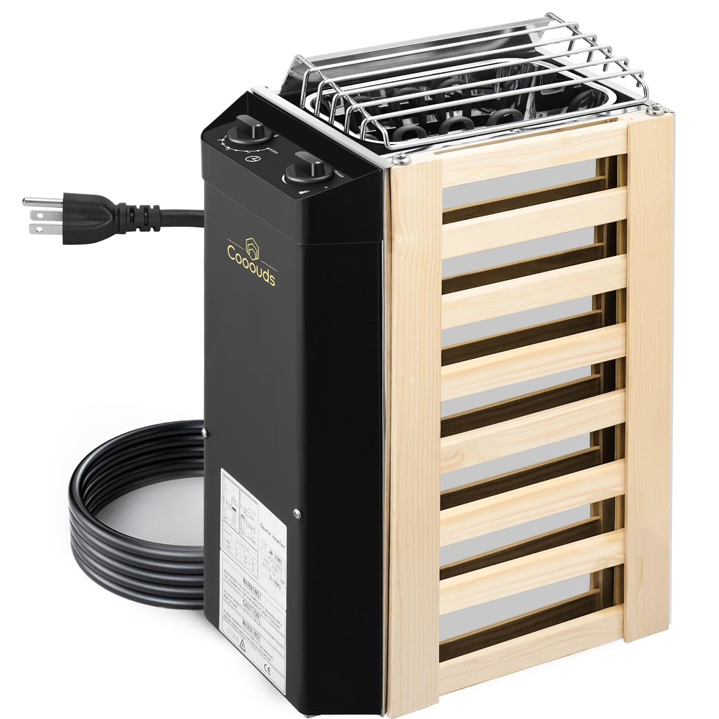 2KW 110V Sauna Heater with Plug, No Need for Wiring, Plug and Play, 100 Cu.Ft. Heated Area, Electric Sauna Heater with 3h Timera and Internal Temperature Control, Suitable for Small Sauna Rooms