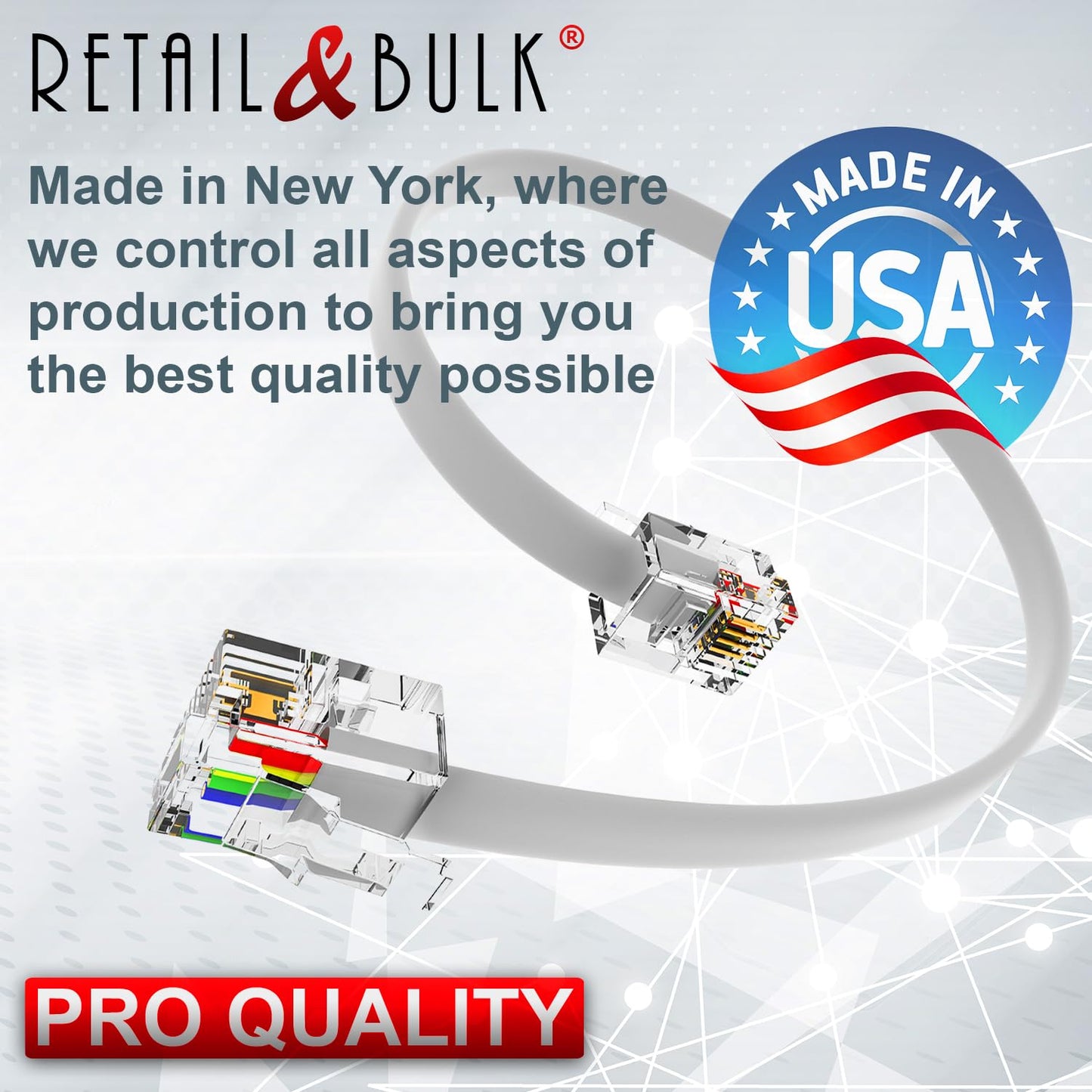 (2 Pack) 12 Inches Short Telephone Cable Rj11 Male To Male Phone Line Cord (1 Foot, White)