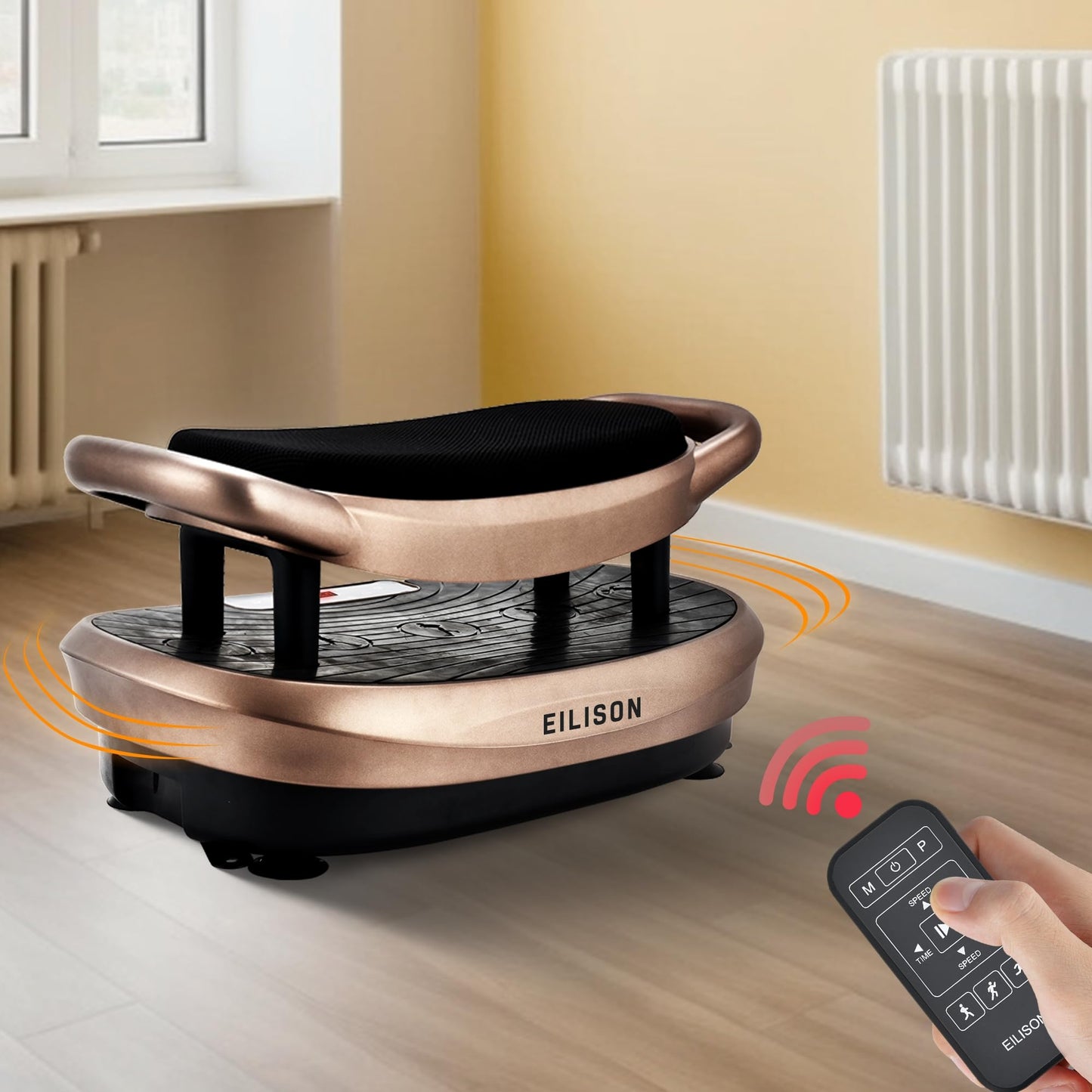 EILISON FITABS 3D Vibration Plate Exercise Machine with Seat - Ocsillation, Pulsation + Vibration Platform, Push Up | Vibration Machine for Lymphatic Drainage, Recovery (Fitabs Brown)