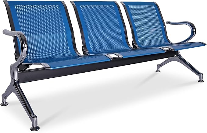 Kinsuite Waiting Room Chairs - Airport Reception Chairs 3 Seat Office Guest Chairs & Reception Chairs for Office, Business, Bank, Hospital, Blue