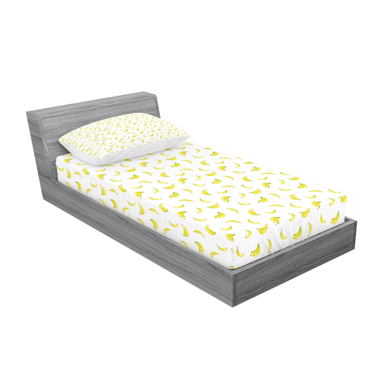 Ambesonne Banana Fitted Sheet & Pillow Sham Set, Graphic Illustration of Tropical Fruit Ripe and Healthy Exotic Food, Decorative Printed 2 Piece Bedding Decor Set, Twin, Pale Green Yellow
