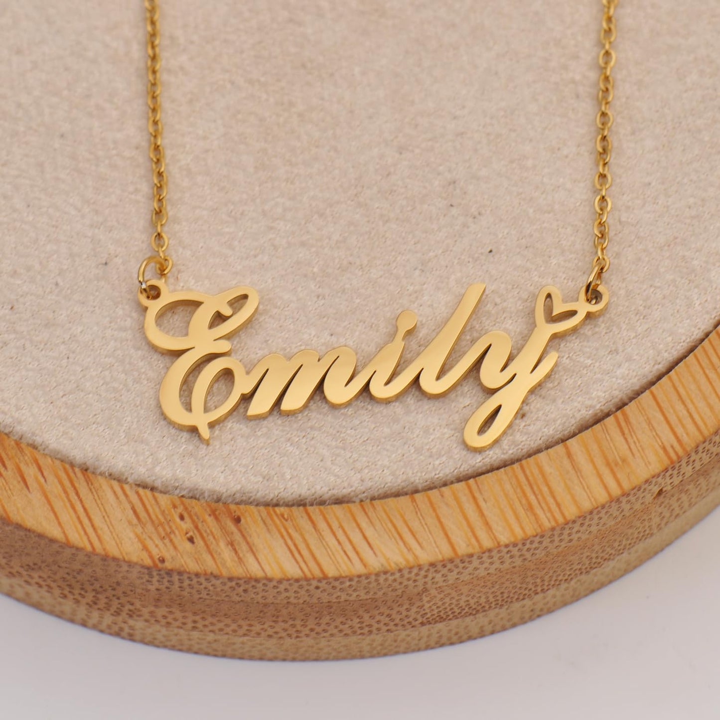 Aoloshow Tessa Name Necklace Heart Charm Pendant 18k Gold Plated Stainless Steel Jewelry for Womens Graduation