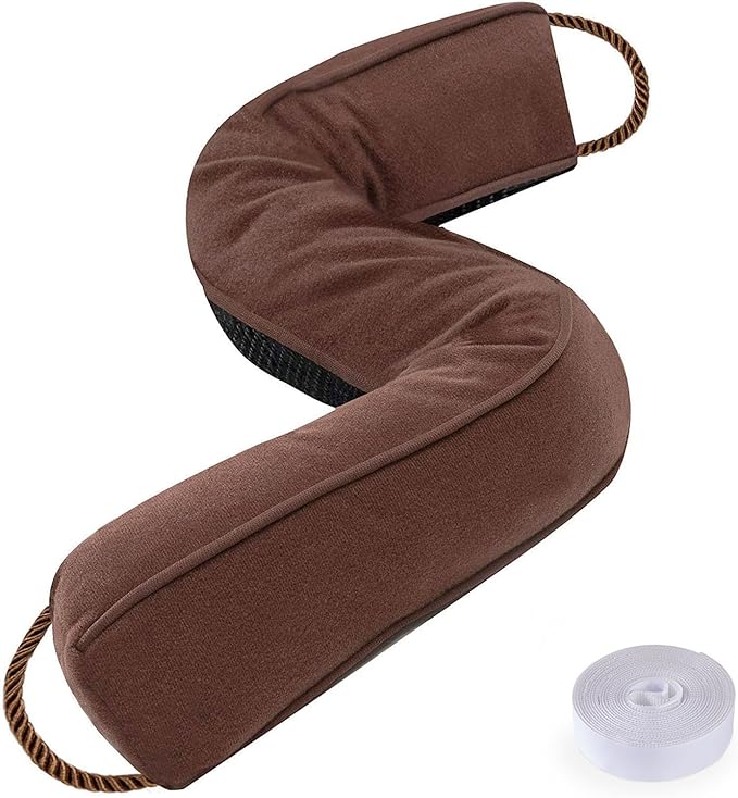 Sunolga Door Draft Stopper Blocks Hot and Cold Air with Removable Washable Cover for Bottom of Door, All-Season Seal for Noise, Light, Door Sweep for Gaps Up to 3", Home Essentials, 32", Brown