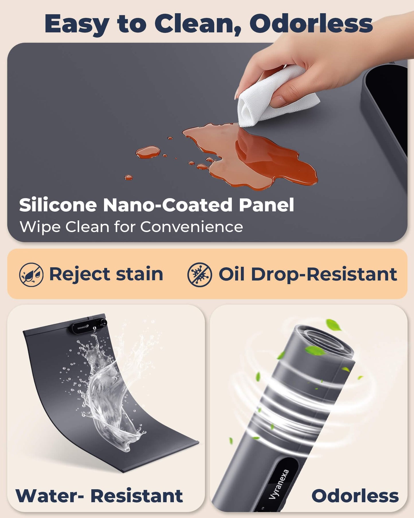 Warming Mat for Food - Space-Saving, Fits Two Baking Dishes, 7 Temp Settings, 4h Auto Shut-Off, Durable Silicone Surface, Easy to Clean, Perfect for Parties and Everyday Use (Gray, Medium)