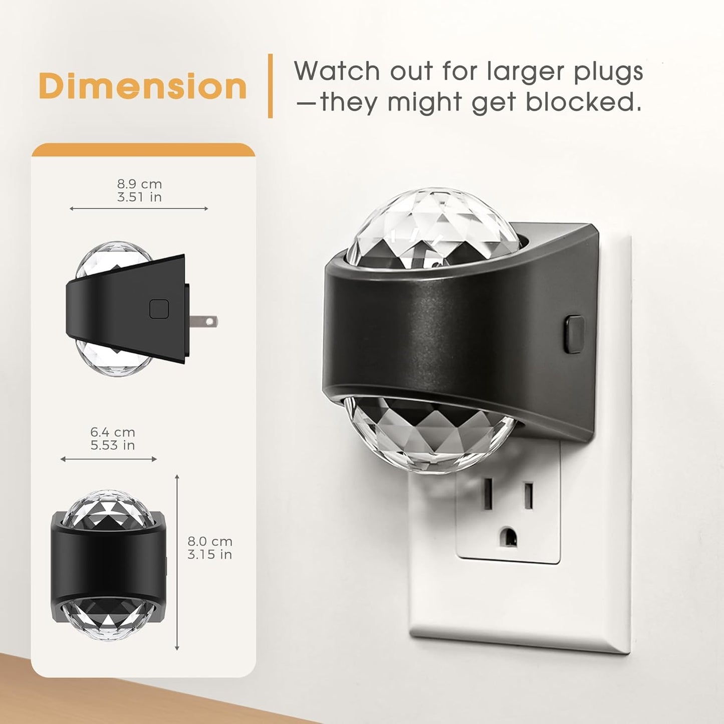 Briignite Night Light Plug into Wall, Color Changing Night light for Kids, 3CCT Diamond Design with Galaxy Star Projector, Dusk to Dawn Sensor for Nursery Bathroom Bedroom Gaming Room Decor Gift