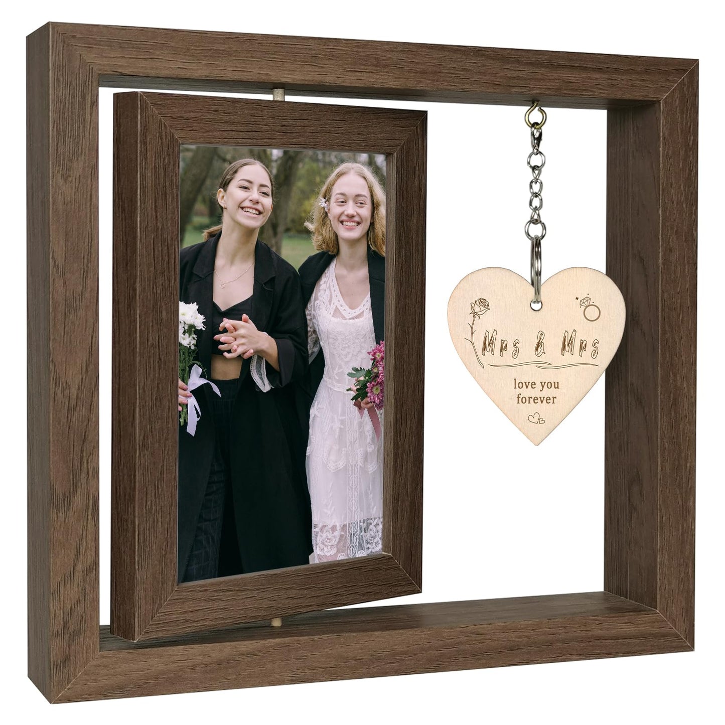 EYITUPC 4x6 Mrs & Mrs Picture Frame Wedding Bridal Shower Gifts, Lesbian Anniversary Engagement Wedding Gifts for Newlywed Couples (Display Two 4x6)