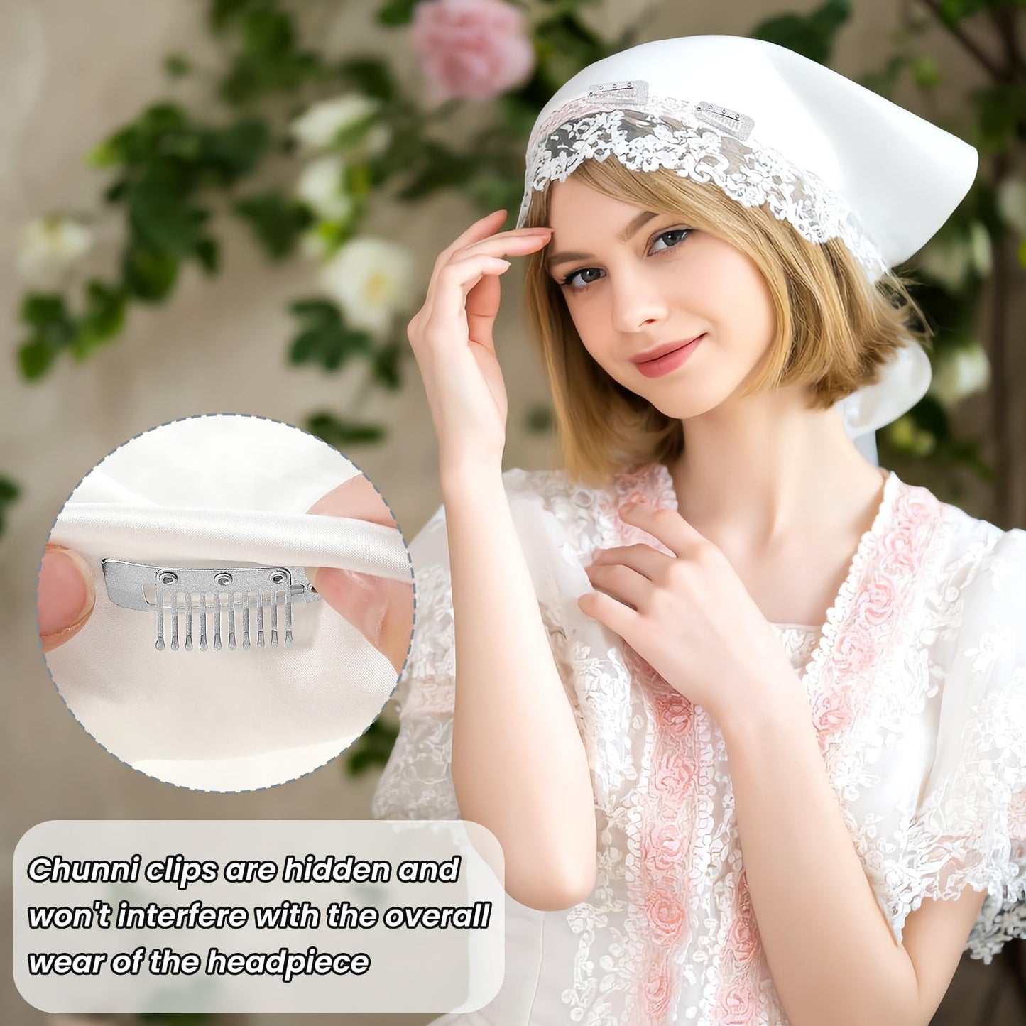 16 Pcs Chunni Clips with Safety Pins, 10-Teeth Hair Extension Snap Invisible Wig Combs No Sew, Strong Chunni Grip Dupatta Settin