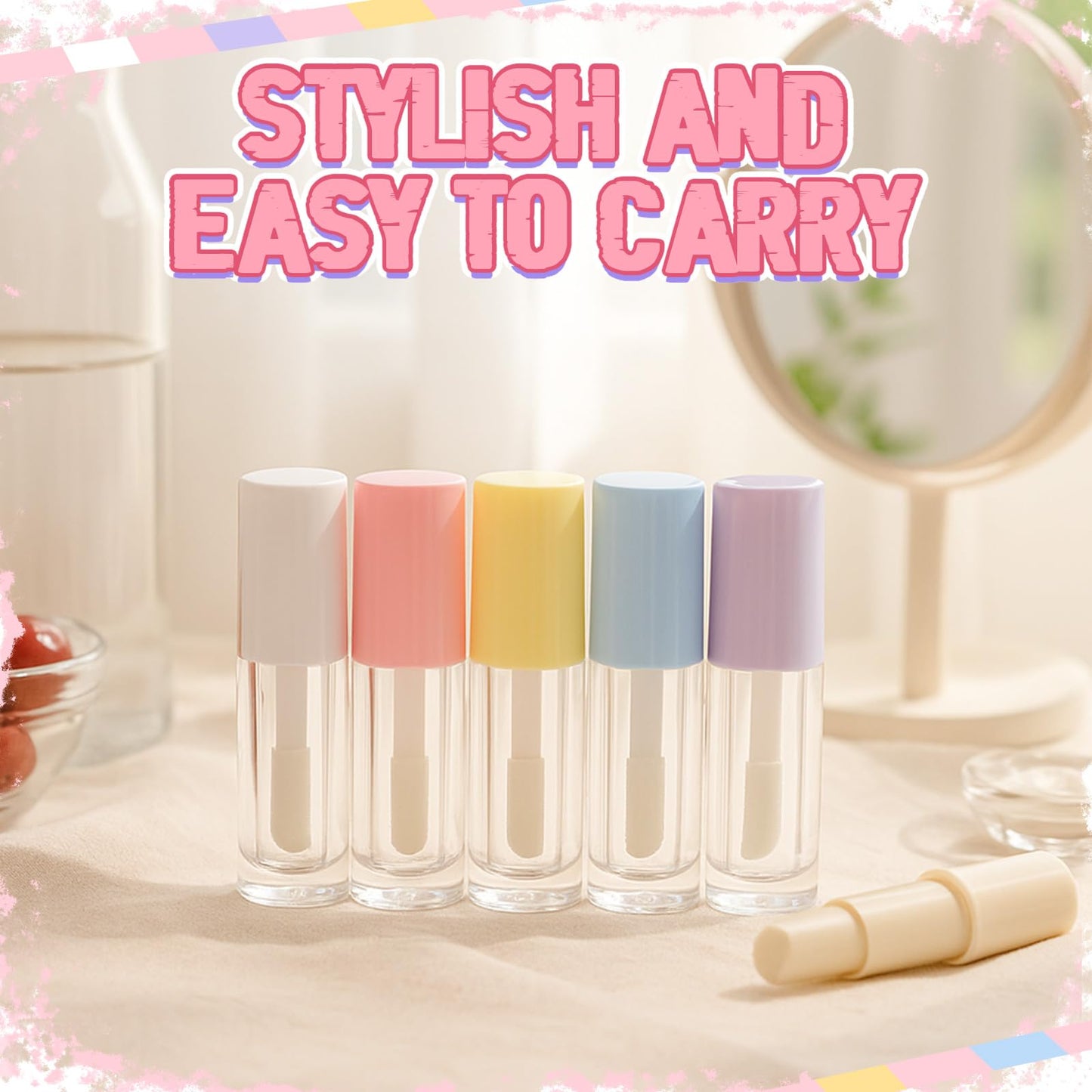 Tatuo 30 Pcs Colorful 6ml Empty Lip Gloss Tubes with Wand Bulk Lip Refillable Gloss Containers Cosmetic Bottles with Rubber Stop