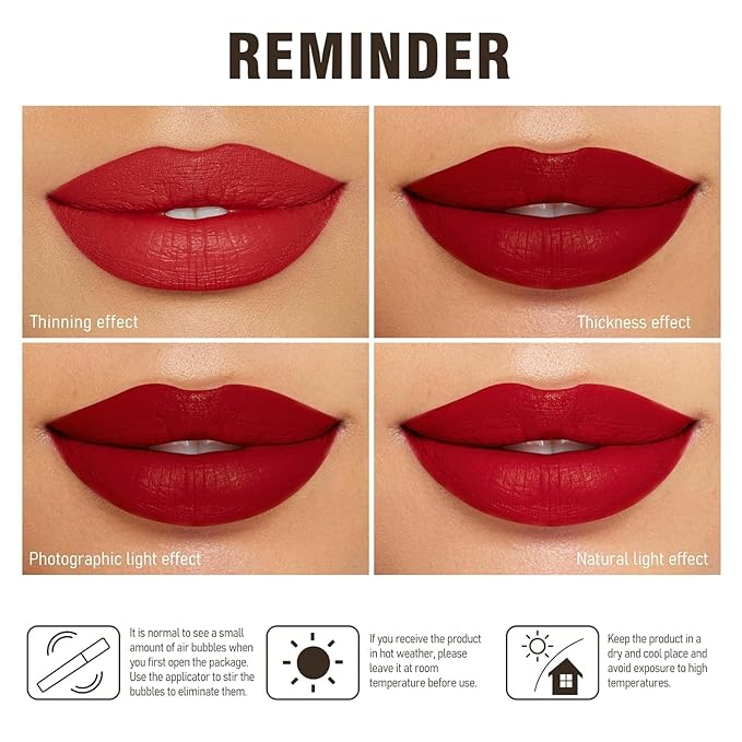 MAKI YIKA 2Pcs Matte Liquid Lipstick Set MVP Red Nude Lipstick Long Lasting Smudgeproof Transfer Proof Lip Makeup, MVPRed/Nude