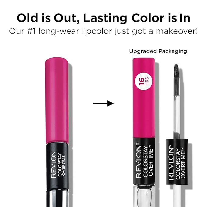 Revlon Liquid Lipstick with Clear Lip Gloss, ColorStay Overtime Lipcolor, Stocking Stuffer for Women, 550 Blush Hour, 0.07 fl oz