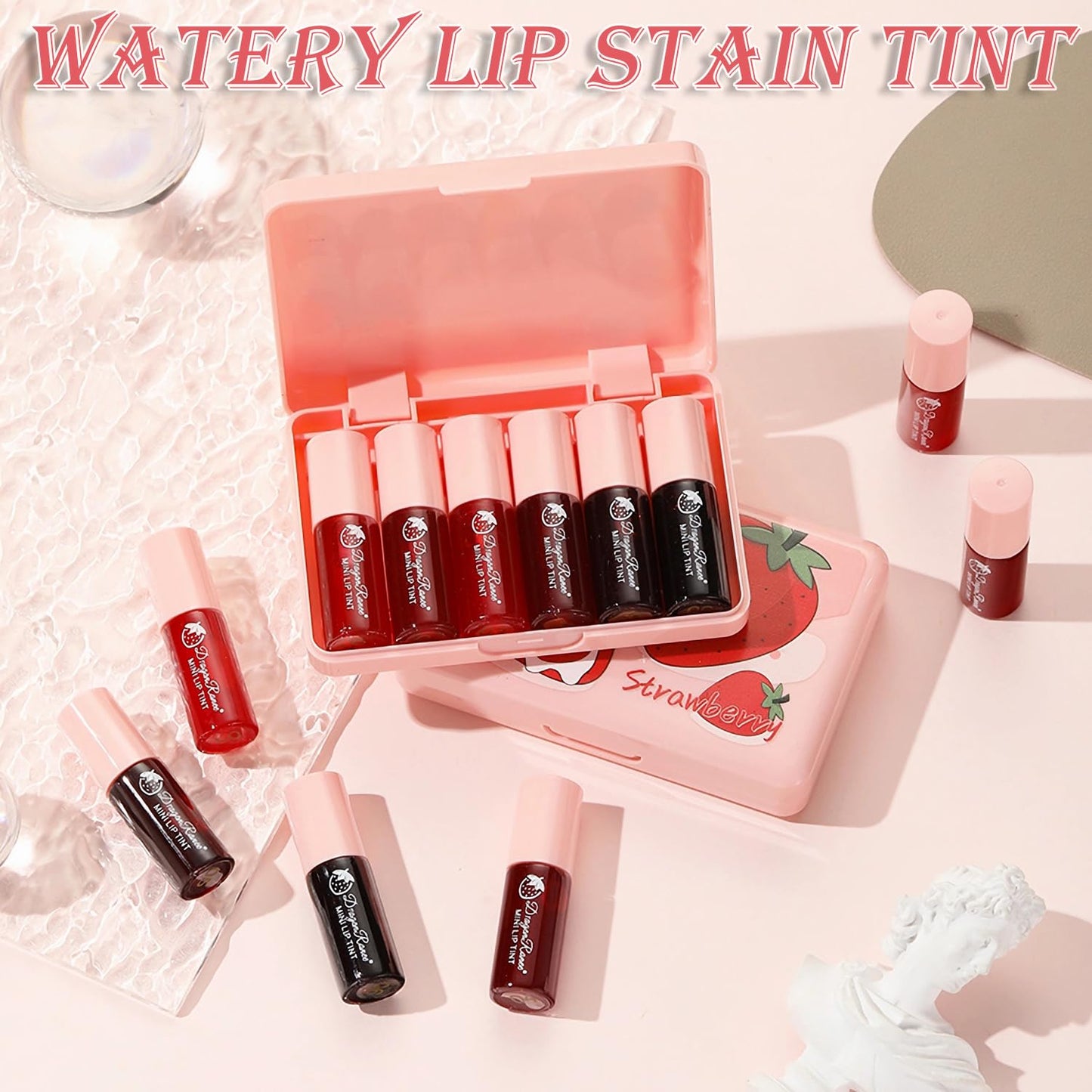 Yishifa 6 Colors Lip Tint Stain Mini Liquid Lipstick, Korean Lip Gloss Moisturizing Natural Velvet Lip Tint, Waterproof Longwear