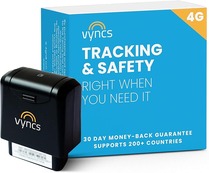 Vyncs - GPS Tracker for Vehicles, [No Monthly Fee], 4G LTE, Vehicle Location, Trip History, Driving Alerts, GeoFence, Fuel...