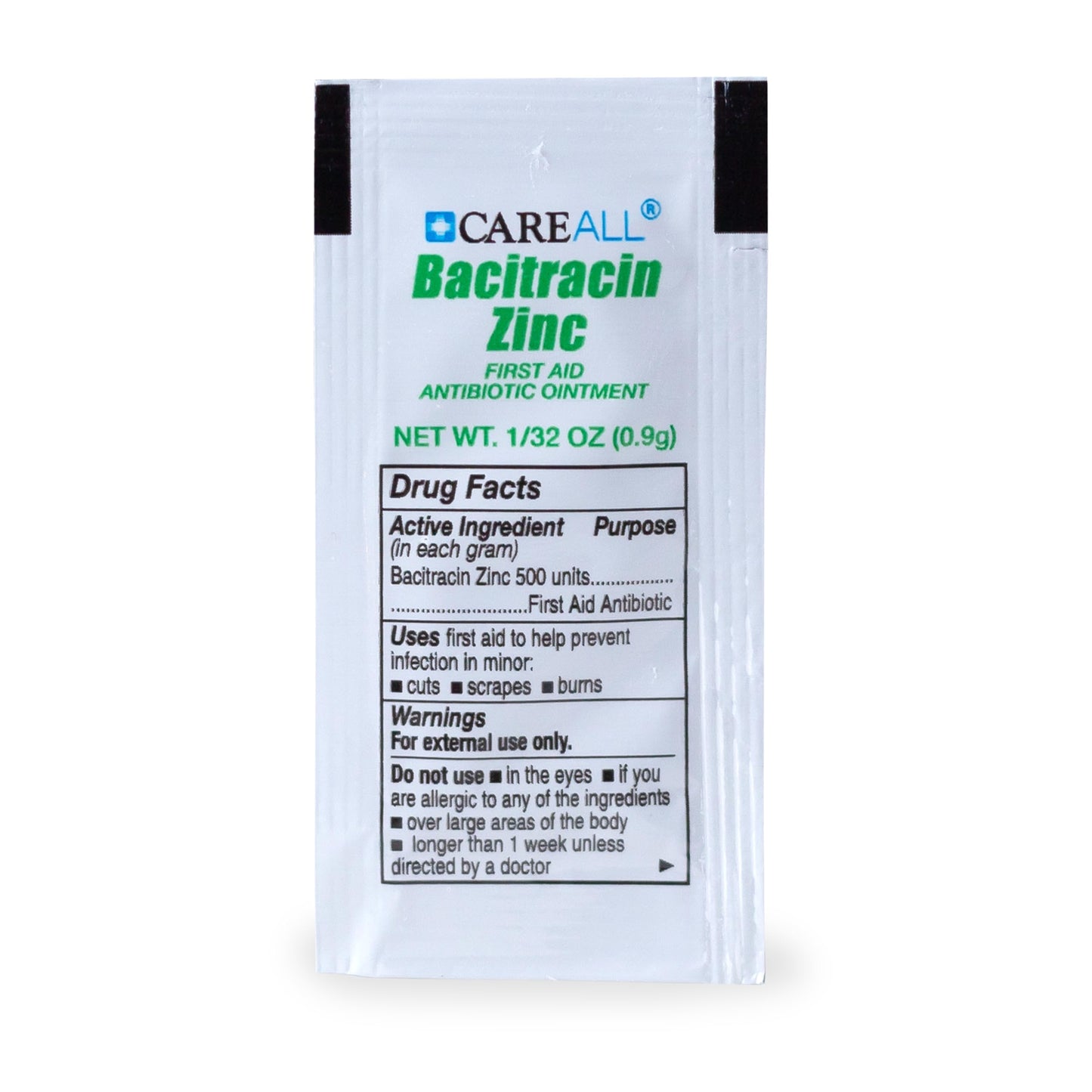 CareAll Bacitracin Antibiotic Zinc Ointment (25 Pack), 0.9gr Foil Packet. First Aid Ointment That Prevents Infections for Minor Cuts, Scrapes and Burns