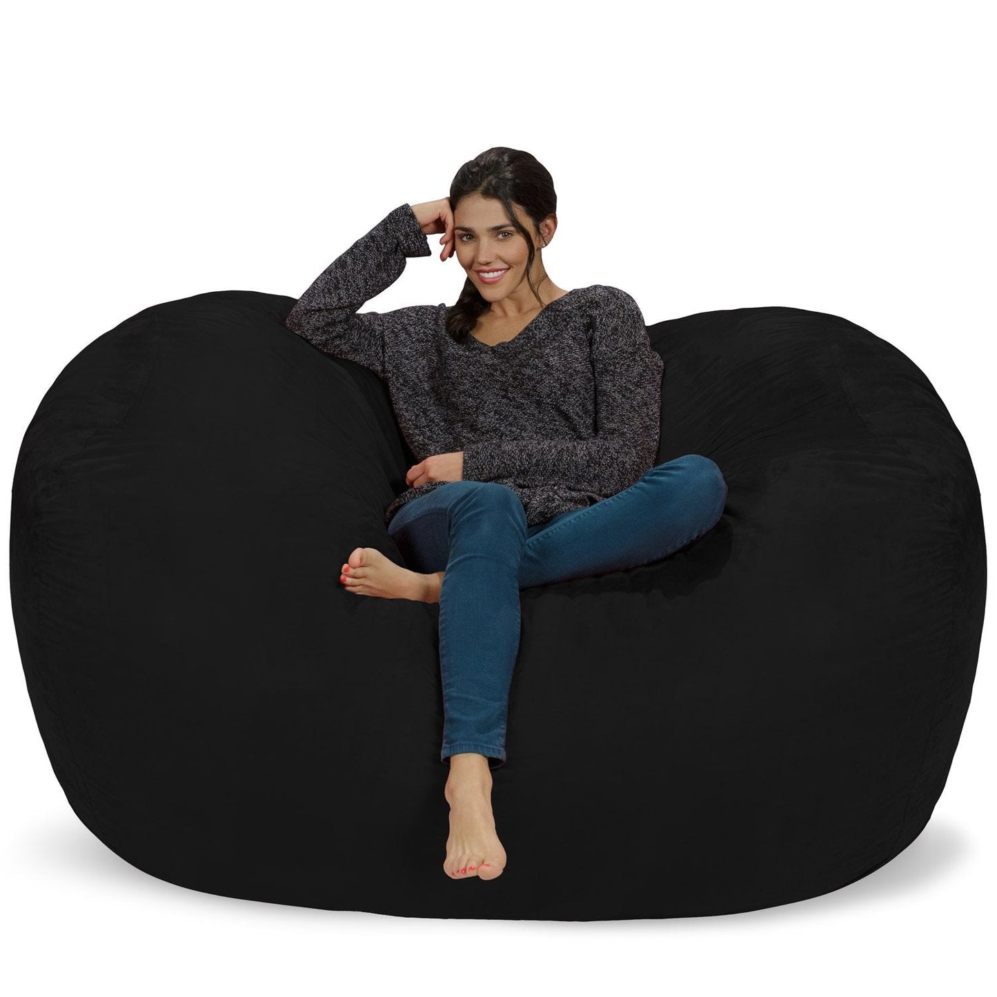 Chill Sack Bean Bag Chair Cover, 6-feet, Microsuede - Black