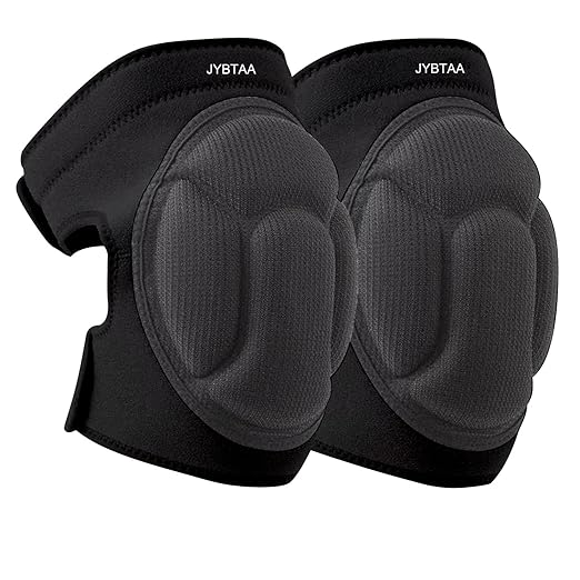 JYBTAA Men/Women Knee Pads for Cleaning,House Work,Scrubbing Floors, Gardening kneepad for Carpet Installations Welding, Adjustable Flooring Knee Protectors Cushion for Mechanics, Black L. (1 Pair)