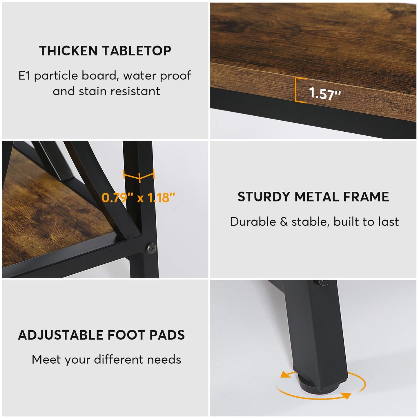 Tribesigns 70.9 inch Extra Long Console Table, Industrial Sofa Table Behind Couch with 2 Tier Storage Shelf, Narrow Entryway Hallway Accent Table for Living Room, Rustic Brown