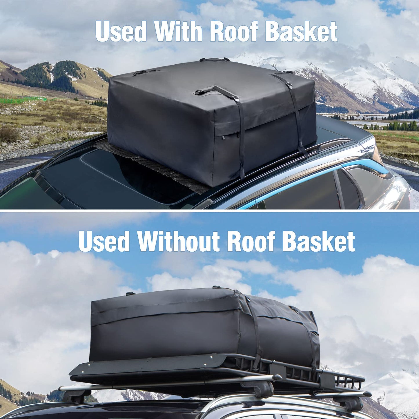 Leader Accessories Roof Rack Cargo Basket Set, Car Top Luggage Holder 64"x 39" + Waterproof Rooftop Cargo Carrier Bag