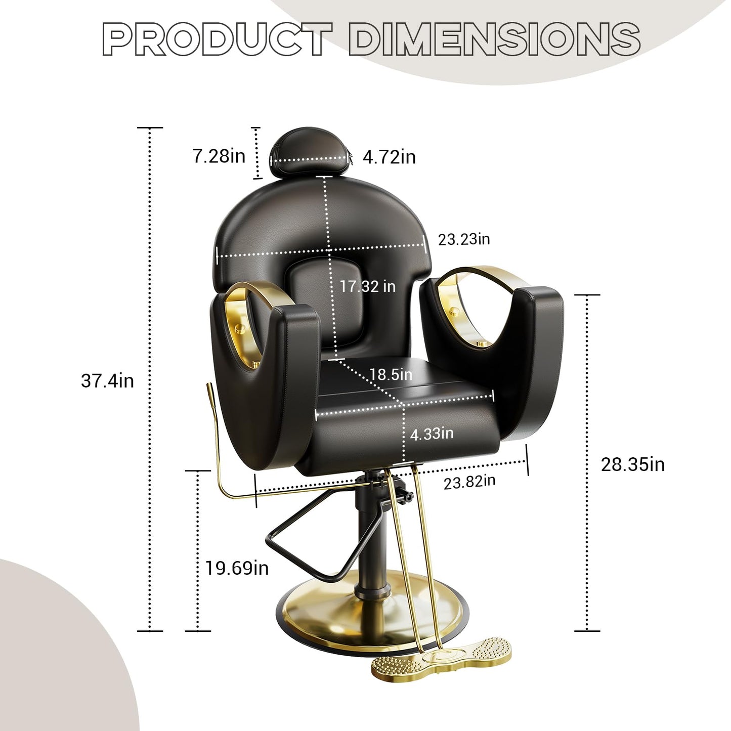 PeakPursuit Reclining Barber Chair, 360° Swivel Hydraulic Styling Chair with Heavy Duty Hydraulic Pump for Hair Stylist Barbershop Home Spa Shampoo, Black