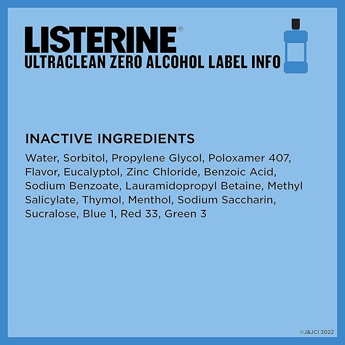 Listerine Ultraclean Mouthwash, Alcohol Free, Tartar Control | Arctic Mint | Less Intense | 1 L | Pack of 2