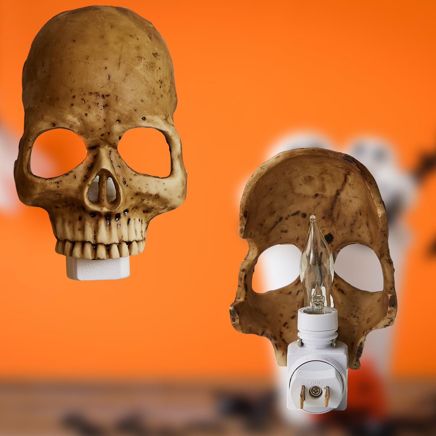 chefensty Human Skull Light Night Light,Halloween Night Light,2023 New Halloween Skull Night Light,Halloween Horrible Light Decoration for Halloween Party and Home Decor (Grey)