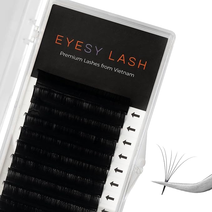 Eyesy Lash Cashmere Volume Eyelash Extensions Premium Individual Lashes - 0.03mm Thickness C Curl 12mm Single Length - Super Soft Matte Black Single Eyelash Easy to Fan for Professional Salon Use
