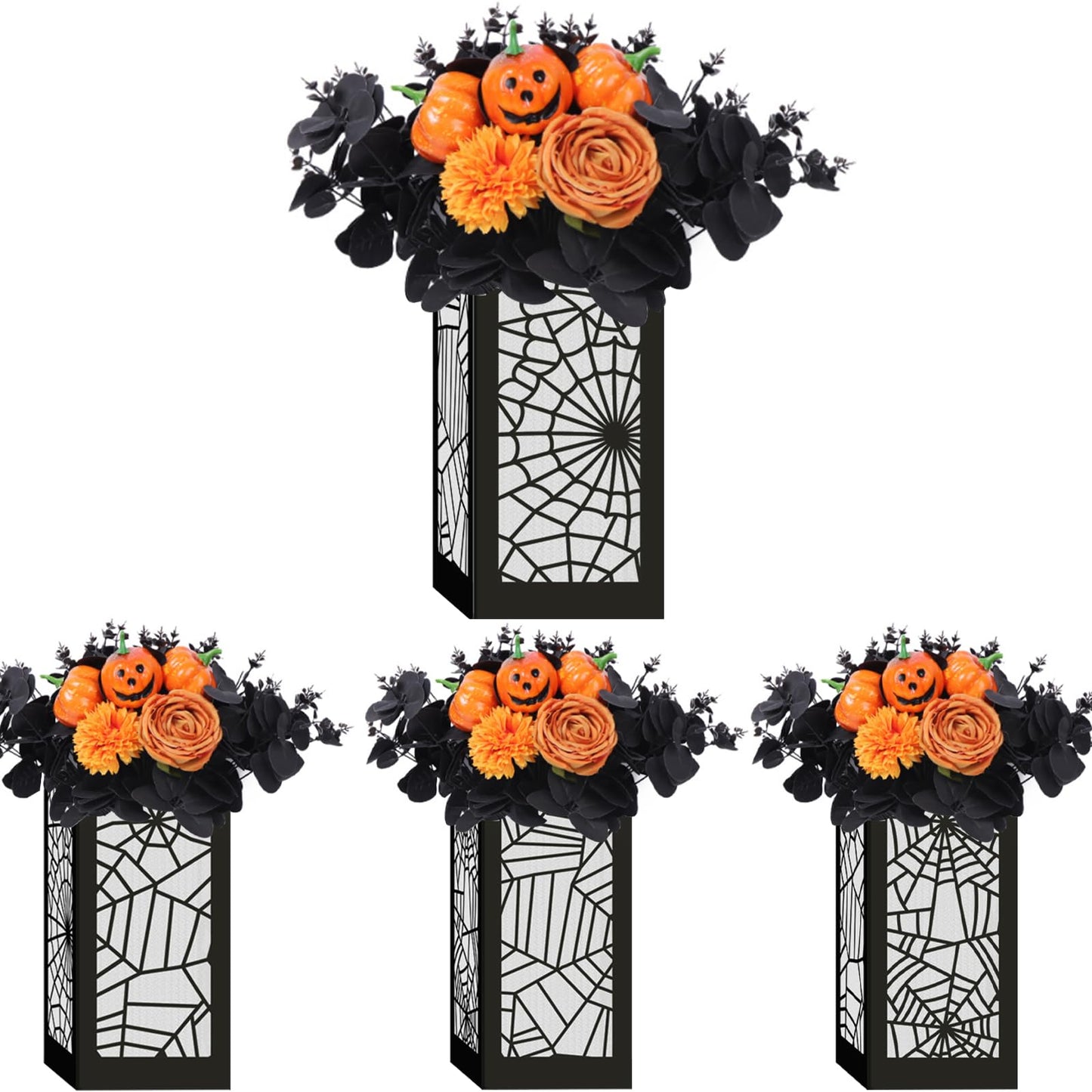 Halloween Party Decoration 4 Pcs Halloween Table Centerpieces Boxes Spider Web Paper Lantern Boxes Halloween Goodie Bag Candy Boxes for Table Decoration Halloween Birthday Party Supplies 5x5x9.5in