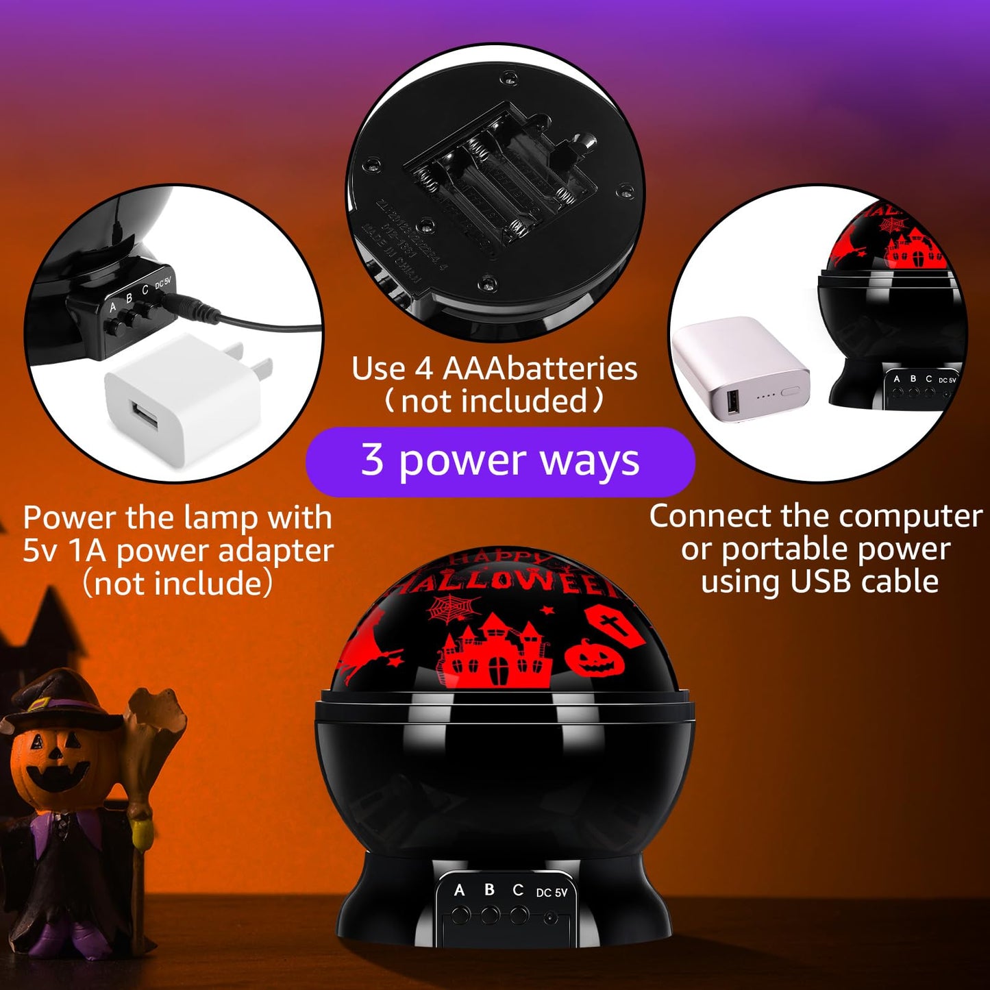 Rossesay Halloween Projector Lights Indoor Happy Halloween Projection Light LED Spooky Pumpkin Ghost Spider Decorative Outdoor Lighting Projectors for Party Holiday Garden Landscape