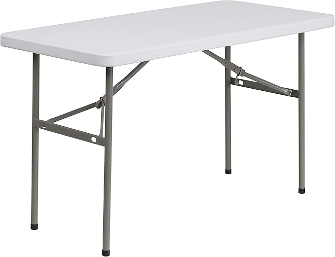Flash Furniture Elon 4' Rectangular All-Occasion Plastic Folding Event Table, Folding Banquet Table for Indoor/Outdoor Eve...