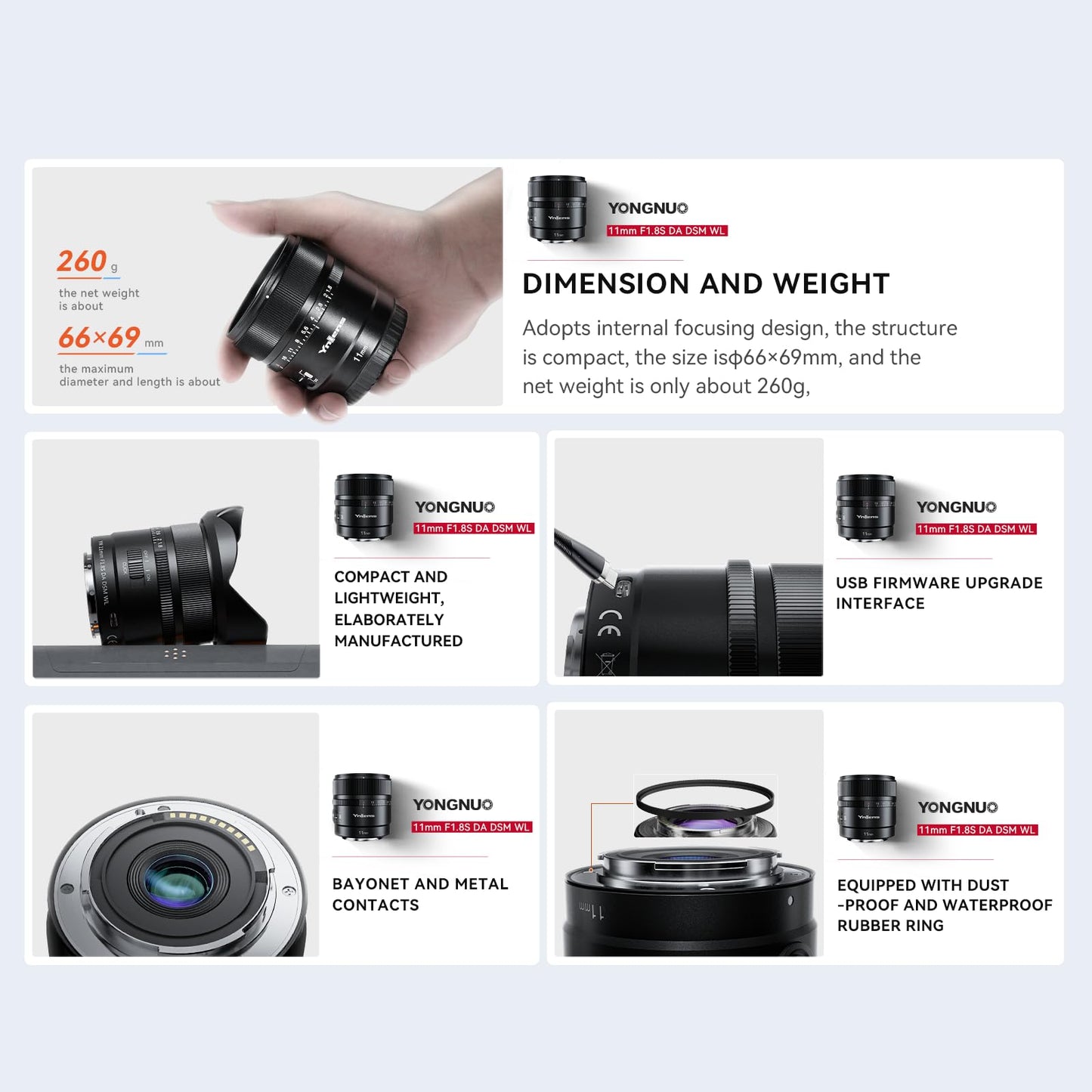 YONGNUO YN11MM F1.8S for Sony, 11mm F1.8 Large Aperture Fixed Prime Lens, Auto Focus APS-C Frame, Ultra Wide Angle Lens for Sony E Mount Mirrorless Cameras