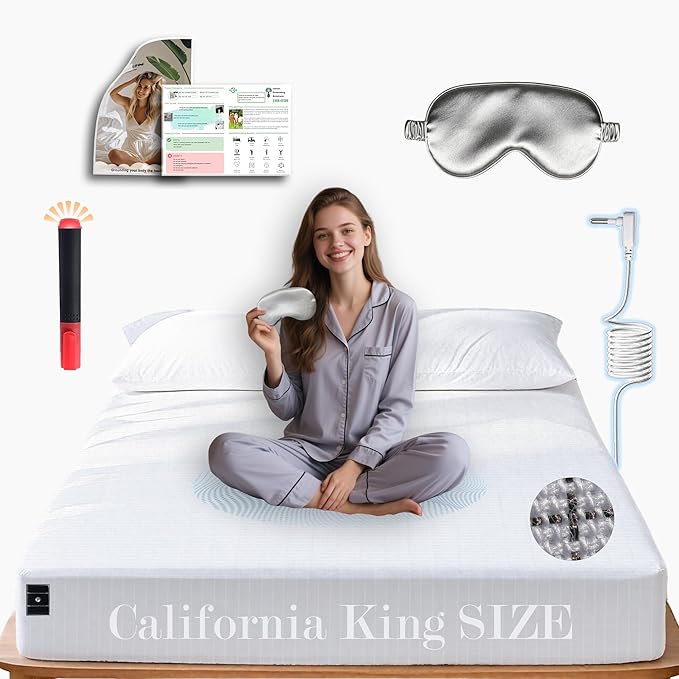 Ali King Grounding Sheets - California King Size, Soft Cotton with Silver Fiber, 15'' Deep Pocket Earth Grounding Fitted Bed Sheets for Improved Sleep (White, California King 72''*84''*15'')