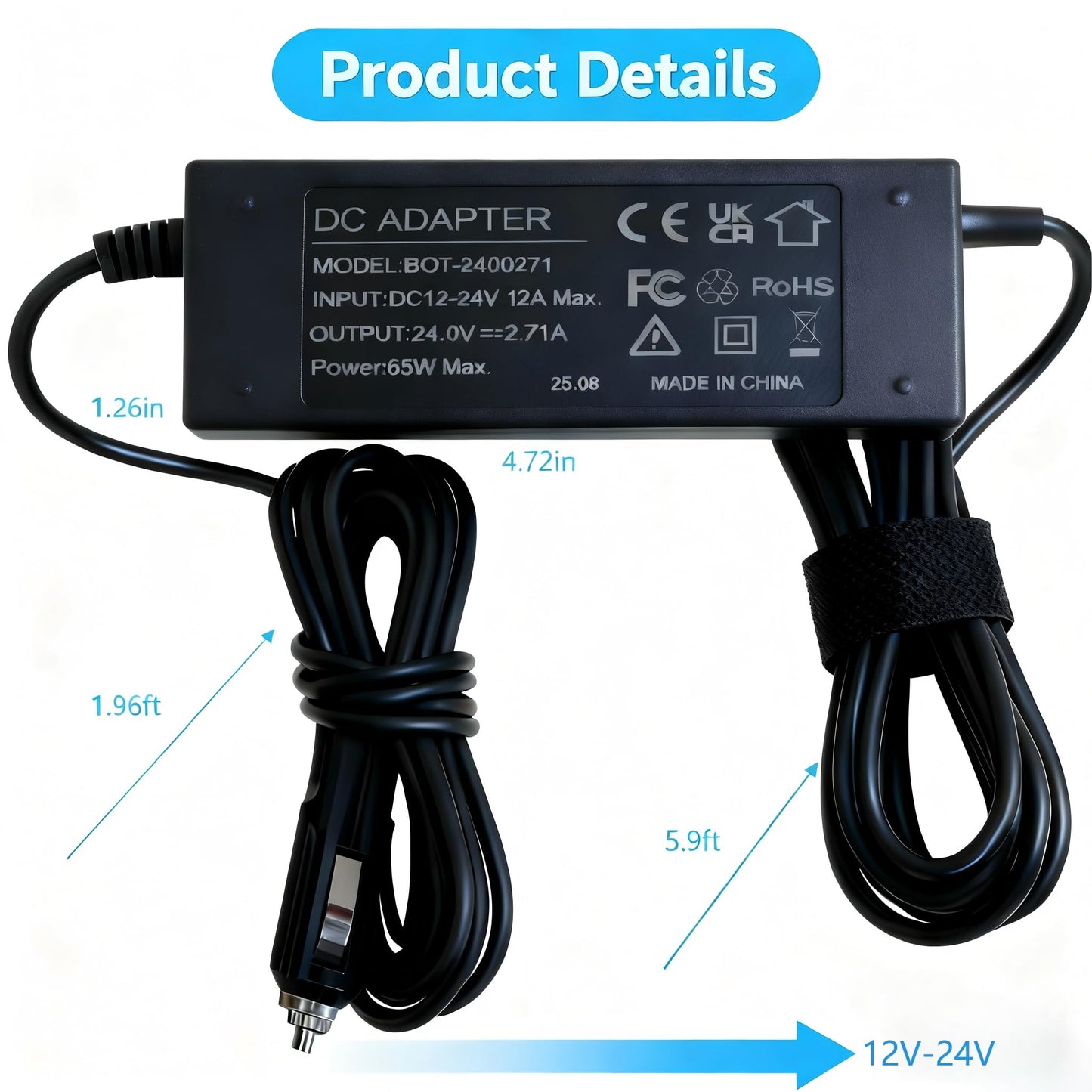 DC Adapter for Resmed Airsense 11, AutoSet, Elite, CPAP, 12V-24V Converter Supply for Camping or Traveling, Perfect Replacement for The Original ResMed P/N 39231