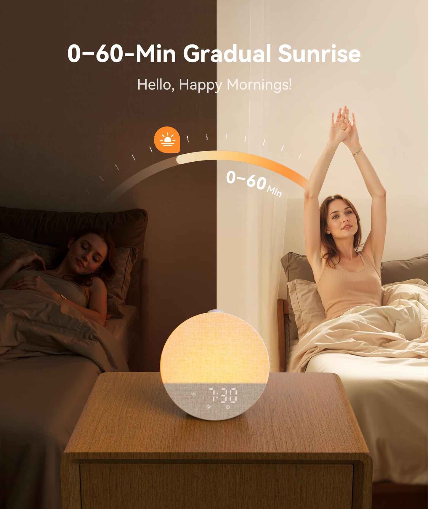 Dreamegg Sunrise 1 Pro - Sunrise Alarm Clock, Sound Machine for Sleep, Favorites Mode, Sleep Routines, Dimmable Night Light, 29 Soothing Sounds, White Noise Machine, Wake Up Light for Bedrooms (Cream)