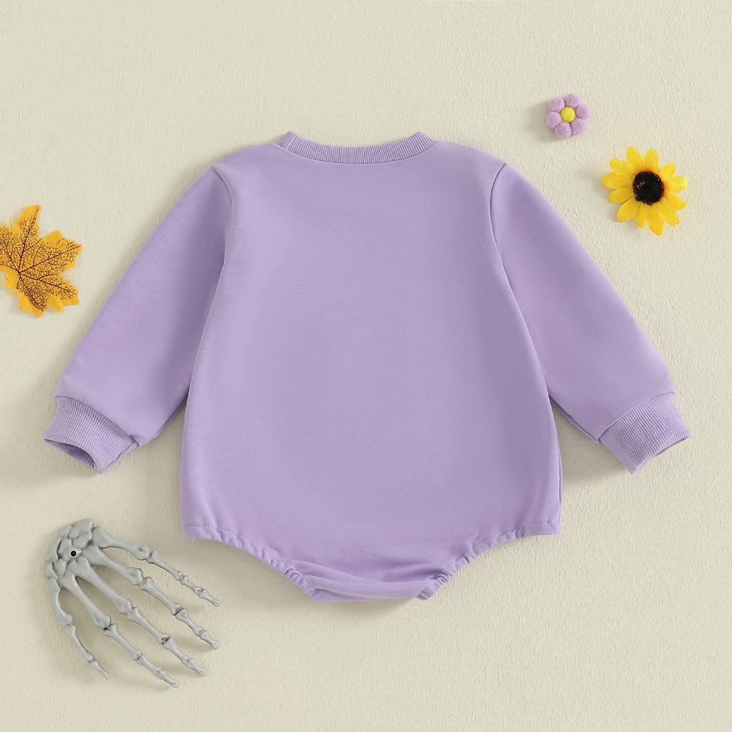 Kuriozud Newborn Baby Girl Day of the Dead Outfit Sugar Skull Sweatshirt Romper Bubble Romper Top Infant Fall Clohtes Dia de los Muertos Purple, 0-3 Months