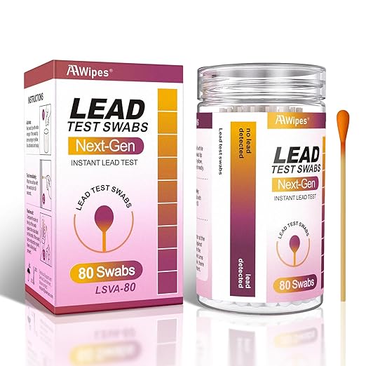 AAwipes Lead Test Kit 80 Swabs Enhanced Lead Testing Formulation at Home Lead Paint Test Kit Testing for Dishes Paint Cups Ceramics and All Surfaces - Quick Results in 30s Lead Detector (80)