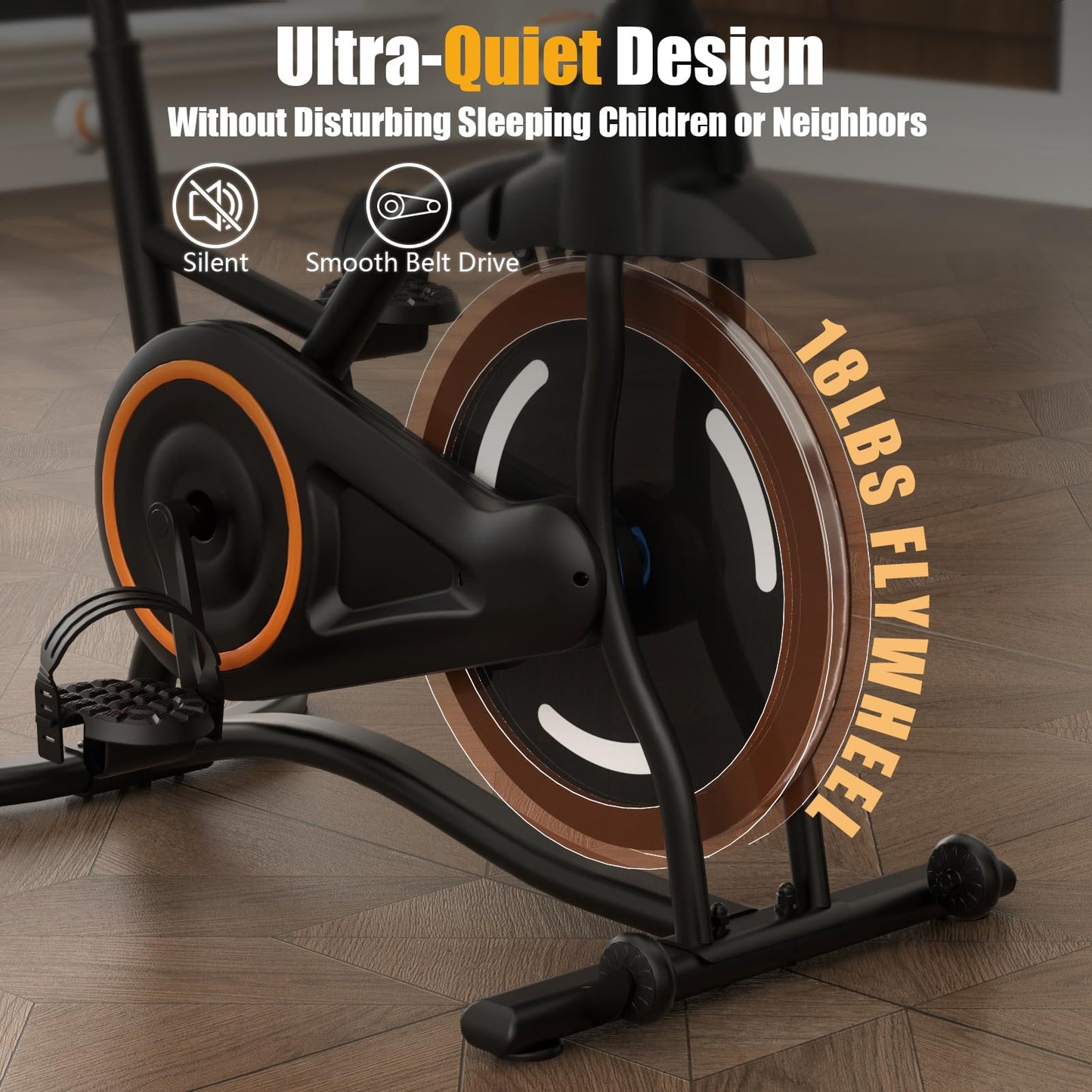 Hillhub Exercise Bike, Stationary Bikes for Home with Grip Pulse Sensor and Stepless Resistance Adjustment, Compact Indoor Cycling Bike with Tablet Mount, Compatible with APP Sync, Black