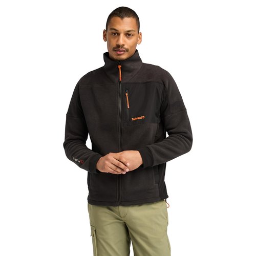 Timberland Men's Polartec Mix Media Full Zip Fleece, Black, X-Large