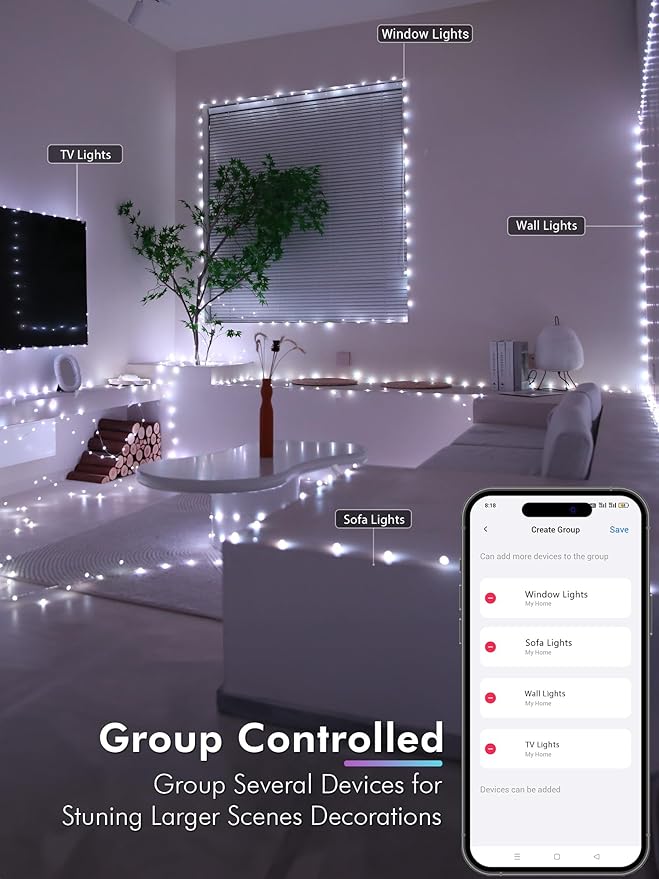 BrizLabs Smart Fairy Lights, 33ft 100 LED Color Changing Fairy Lights Work with Alexa/Google Home, WiFi Pink Valentine's Day Light Dimmable RGB Twinkle Starry Light for Christmas Tree Home Party Decor