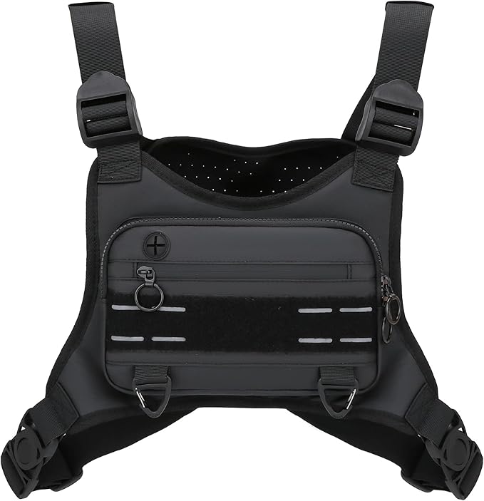 Muserise Sports Chest Bag For Men, Water Resistant Lightweight Front Running Vest Bag With Built-In Phone Holder & Extra S...