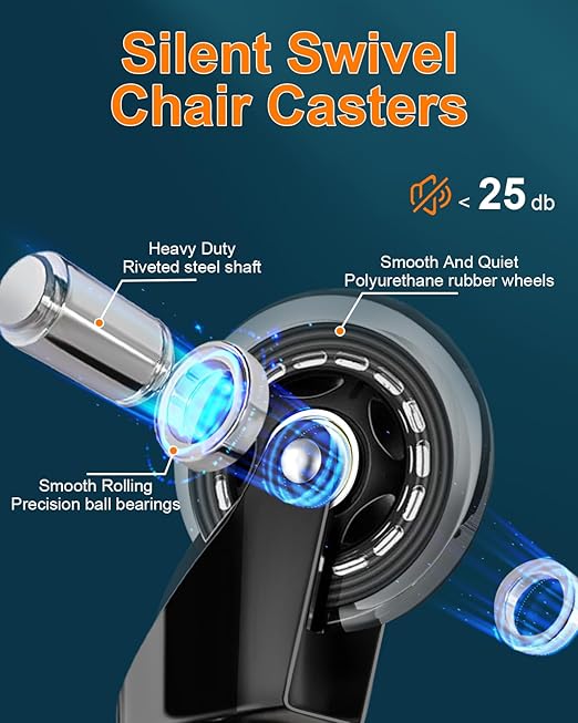 RidRed Office Chair Wheels - Replacement Rubber Wheels - Universal Fit 3 Inch Casters, Heavy-Duty Chair Casters, Noise Free, Fits 98% Chair, for All Floor (5)